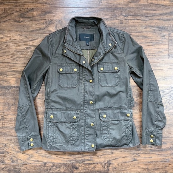 J Crew • Downtown Field Jacket waxed cotton canvas Mossy Brown olive green - Picture 2 of 14